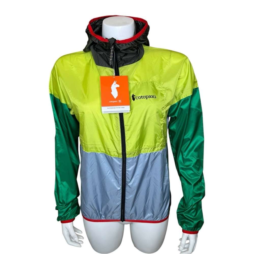 Cotopaxi Teca Full-Zip Windbreaker Jacket XS Colorblock Hooded Limeade NWT